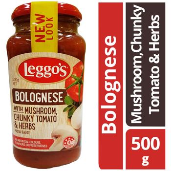 Leggo’s Pasta Sauce - Bolognese (Mushroom, Chunky Tomato & Herbs) 500g