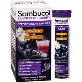 Sambucol Black Elderberry plus Vitamin C & Zinc 15 Effervescent Tablets