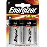 Energizer, Primary Battery, Alkaline, D, 1.5V, MAX, 2 pieces