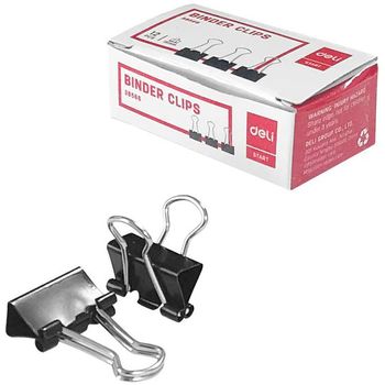 Deli Double Clip Black 15mm 12pcs