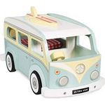 Le Toy Van Cars & Construction Pretend Play Retro Wooden Holiday Campervan Toy Vintage Classic Style Play Set With Detachable Surfboard Boys Play Vehicle Role Play Toys Suitable For 3 Year O..