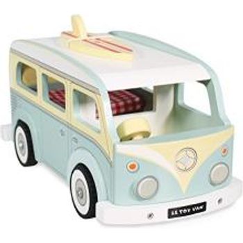 Le Toy Van Cars & Construction Pretend Play Retro Wooden Holiday Campervan Toy Vintage Classic Style Play Set With Detachable Surfboard Boys Play Vehicle Role Play Toys Suitable For 3 Year O..
