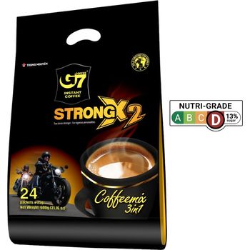 Trung Nguyen G7 Strong X2 3 In 1 Instant Coffee 24 Sticks Roasted Ground Coffee Blend Double Strength With Creamer And Sugar Suitable For Most Coffee Brewing Methods 24 Sticks X 25grstick