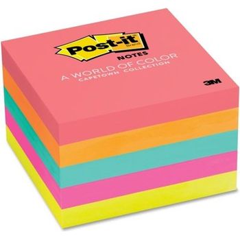 3M Post-it Notes 654-5PK, 3"x 3" Cape Town Collection 5 Pads / Pack