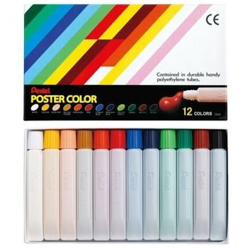 Pentel Poster Colours Opaque Paints 12 Tubes x 12ml