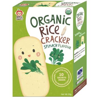Apple Monkey Organic Rice Cracker Spinach 30g