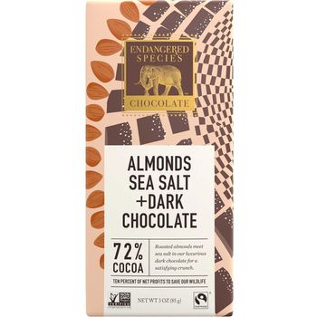 Endangered Species Chocolate Dark Chocolate with Sea Salt And Almonds 85g