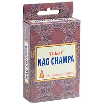 Tulasi Nag Champa Incense Dhoop Cones 15 Pieces Brown
