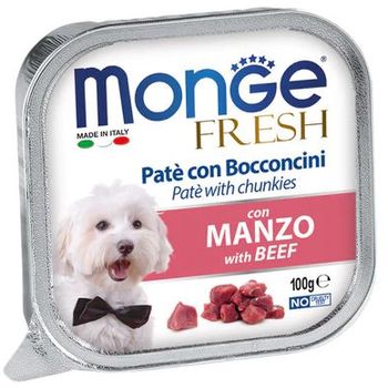 Monge Dog Fresh Beef Pate with Chunkies 100g