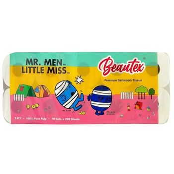 Beautex Mr Men And Little Miss Pure Pulp 3 Ply Toilet Tissue 10 Rolls