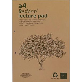 Besform A4 Recycled Lecture Pad 70gsm, 200 pages (Pack of 5)