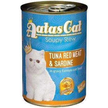 Aatas Cat Canned Food Soupy Stew Red Meat Tuna & Sardine 400g