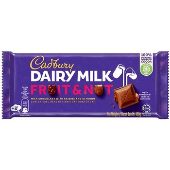 Cadbury Dairy Milk Chocolate Fruit And Nut Whole Nuts 160g