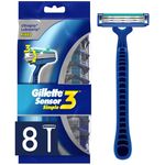 Gillette Sensor3 Simple Mens Disposable Razors 8 Count 18g