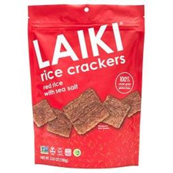 Laiki Gluten Rice Crackers Red Rice Resealable 3.53 Ounce Bag