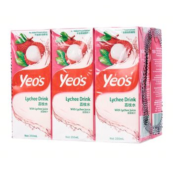 YEO'S LYCHEE LESS SUGAR 6X250ML