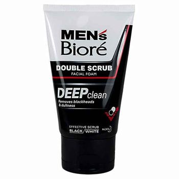Biore Mens Double Scrub Facial Foam Deep Clean 50g