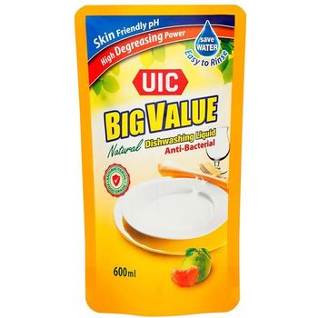 UIC Big Value Dishwashing Liquid Refill Antibacterial 600ml