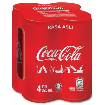 Coca Cola Original Less Sugar 4 Packs x 320ml