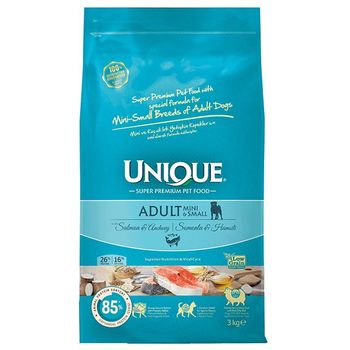 Unique Mini And Small Breed Adult Dog Food Salmon And Anchovy 3kg
