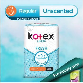 Kotex Breathable Fresh Liners Unscented Longer Wider