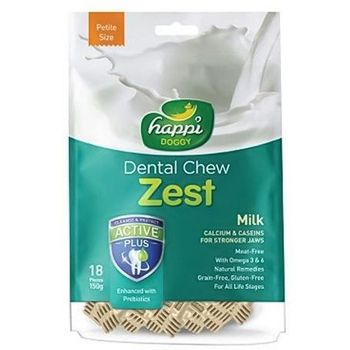 Happi Doggy Dental Chew Zest Milk 25" 150g