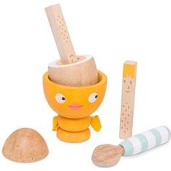Le Toy Van Wooden Honeybake 'chicky Chick' Wooden Egg Cup Set Pretend Food Kitchen Play Toy Set Kids Role Play Toy Kitchen Accessories