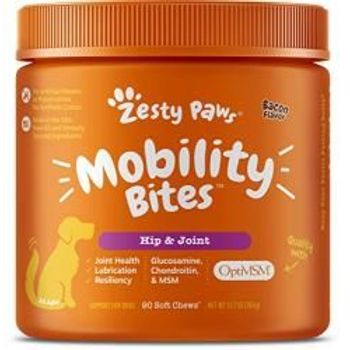 Zesty Paws Dog Mobility Bites Hip & Joint Bacon 90 Soft Chews 360g