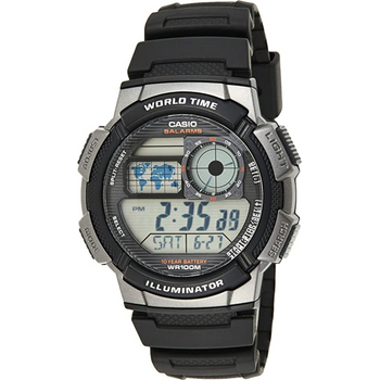 Casio Men's Ae1000w-1bvcf Silver-tone And Black Digital Sport Watch With Black Resin Band