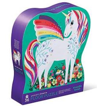 Crocodile Creek Unicorn Garden 36 Piece Jigsaw Floor Puzzle With Heavy-duty Box For Storage Large 20" X 27" Completed Size Designed For Kids Ages 3 Years And Up