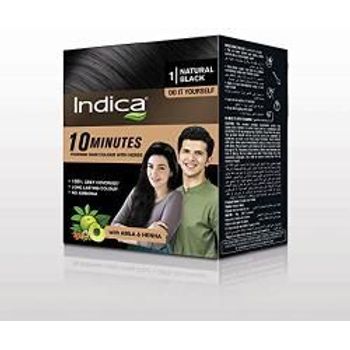 Indica Amla Henna Natural Black Powder Hair Color 100% Grey Coverage 85g