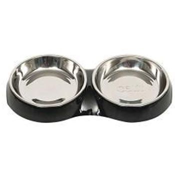Catit Double Cat Food Bowl Black