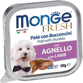 Monge Fresh Lamb Pate with Chunkies Tray Dog Food 100g