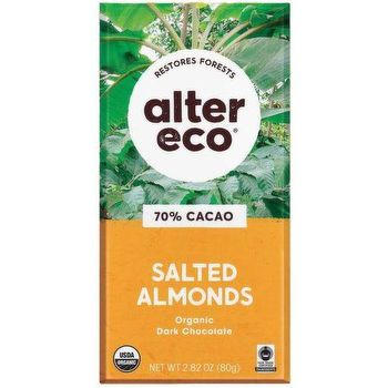 Alter Eco Chocolate Bar Dark Salted Almond Organic 80g