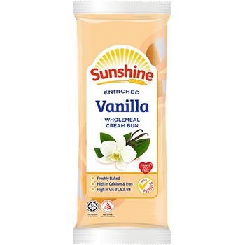 Sunshine Enriched Vanilla Wholemeal Cream Bun 65g
