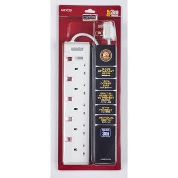 Morries 5 Way Extension Cord 3m with Surge Protector