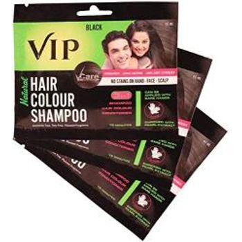 VIP 5 In 1 Hair Colour Shampoo Base Hair Color Shampoo Brown 20ml Pack Pack Of 4 Pouch