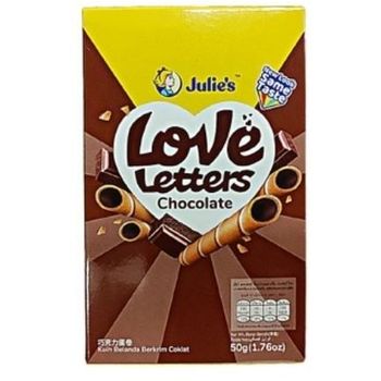 Julie's Love Letters Chocolate Cream Wafer Rolls 50g