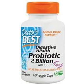 Doctor's Best Digestive Health Probiotic 2 Billion with LactoSpore Non-gmO Vegan Gluten Soy 60 Veggie Caps