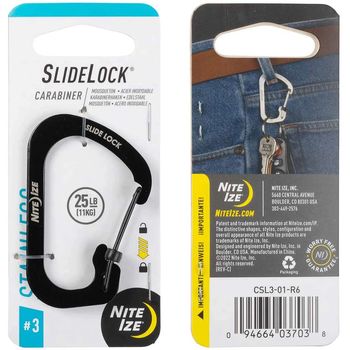 Nite Ize Slidelock Carabiner Stainless Steel Size 3 Black