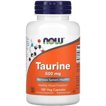 Now (Foods) - Nervous System Health, Taurine 500mg (100 veggie capsules)