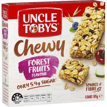 Uncle Tobys Muesli Bar Chewy Forest Fruits 6pk 185g