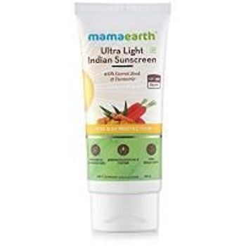 Mamaearths Ultra Light Natural Sunscreen Lotion Spf 50 Pa With Turmeric Carrot Seed 80ml