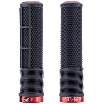 DMR DeathGrip Race II Flangeless Lock-On Grips Thick Pair Black/Red Clamps