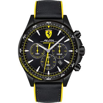 Scuderia Ferrari Pilota Chronograph Black Round Dial Mens Watch 0830622