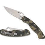 Spyderco Military Model Folding Knife Camoflauge G-10 Handle With Plainedge Full-flat Grind Cpm S30v Steel Blade And Linerlock C36gpcmo