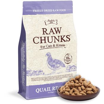 Absolute Bites Raw Chunks Freeze Dried Raw Food for Cats & Kittens – Quail Recipe 150g