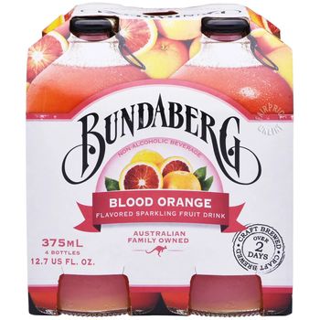Bundaberg Sparkling Fruit Bottle Drink Blood Orange 4 x 375ml