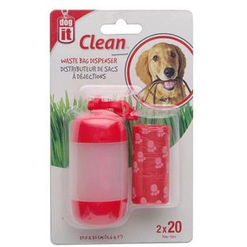 Dogit Clean Waste Bag Dispenser Red 2 Rolls / 20 Bags