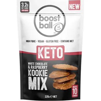 Boostball Keto White Chokolate and Raspberry Kookie Mix 225g